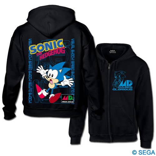 SONIC x MEGA DRIVE  ジップアップパーカーカラー：ブラック Lサイズ Lサイズ