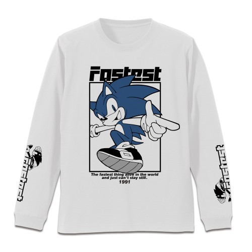 『ソニック・ザ・ヘッジホッグ』ソニック・ザ・ヘッジホッグ 袖リブロングスリーブTシャツ/WHITE-M 袖リブロングスリーブTシャツ/WHITE-M