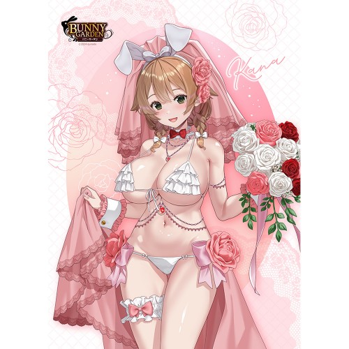 『バニーガーデン』描き下ろしB2タペストリー(花奈/バニーウエディングﾞ水着)Wスエード 花奈/バニーウエディングﾞ