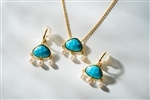 宮増侑嬉旅するターコイズのイヤリング&ネックレスセット