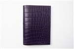 藤本さきこ　クロコダイル手帳カバー【オーベルジーヌ（紫）×グレージュ】