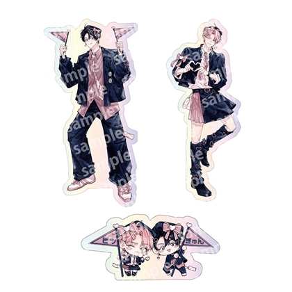 オーロラステッカーセット　PINK/NAVY TRAD. CLUB ver.　ピンクにきゅんしていいですか