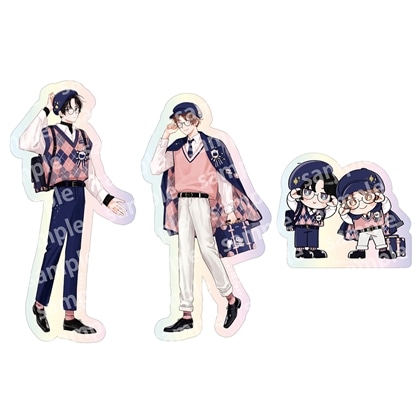 オーロラステッカーセット　PINK/NAVY TRAD. CLUB ver.　みなと商事コインランドリー