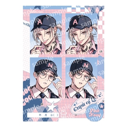 プリントフォト風シール　PINK/NAVY TRAD. CLUB ver.　愛の刺青