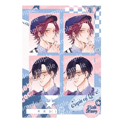 プリントフォト風シール　PINK/NAVY TRAD. CLUB ver.　ねこはねこらしくあれ
