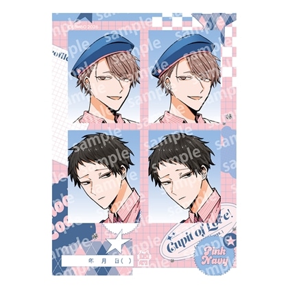 プリントフォト風シール　PINK/NAVY TRAD. CLUB ver.　悠と晴