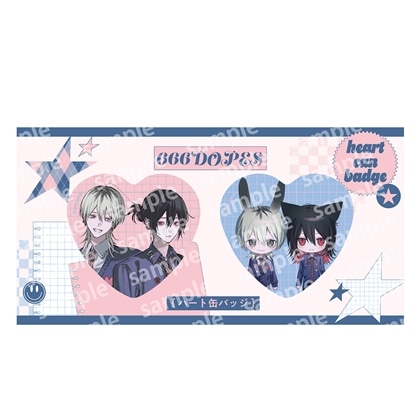 ハート缶バッジセット　PINK/NAVY TRAD. CLUB ver.　666DOPES