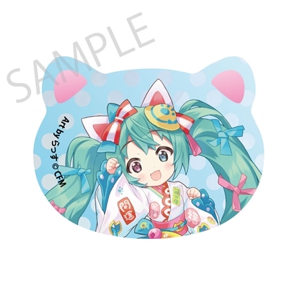限定品★初音ミク★くまみね★仕事猫★コラボ★缶バッジ★フルセット★渋谷モディ 初音ミク×招き猫×真夏の熊谷」猫型缶バッジ 初音ミク 白猫2 Art by ら