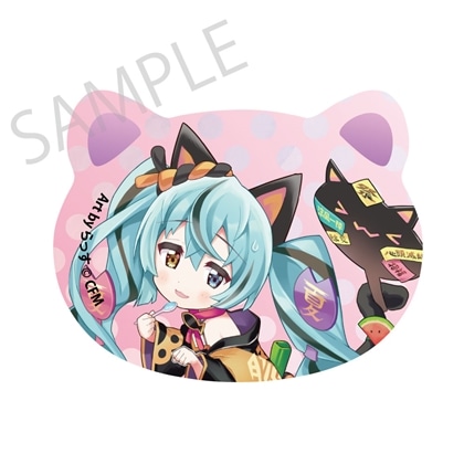 限定品★初音ミク★くまみね★仕事猫★コラボ★缶バッジ★フルセット★渋谷モディ 初音ミク×招き猫×真夏の熊谷」猫型缶バッジ 初音ミク 黒猫2 Art by ら