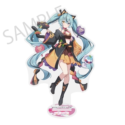 「初音ミク×招き猫×真夏の熊谷」ダイカットビッグアクリルスタンド 初音ミク 黒 Art by イコモチ