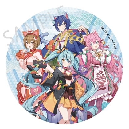 限定品★初音ミク★くまみね★仕事猫★コラボ★缶バッジ★フルセット★渋谷モディ 初音ミク×招き猫×真夏の熊谷」 メガ缶バッジスタンド 初音ミク 黒猫