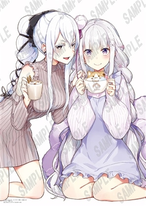 【会場先行】「Re:ゼロから始める異世界生活」B2タペストリー　エミリア＆エキドナ_花鶏ハルノ (C108)