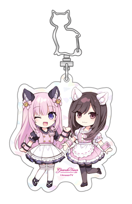 「田中理恵の姐さんTV」ホログラムアクリルキーホルダー『SDりえにゃん＆べがたむ』