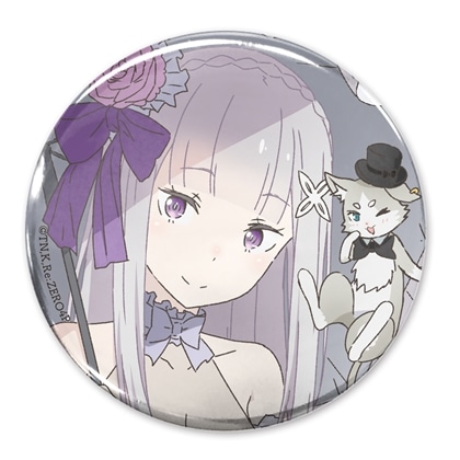 Re:ゼロから始める異世界生活 描き下ろし エミリア＆パック 65mm缶バッジ パーティードレスver.