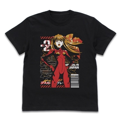 EVANGELION EVA2号機パイロット アスカ Tシャツ BLACK S