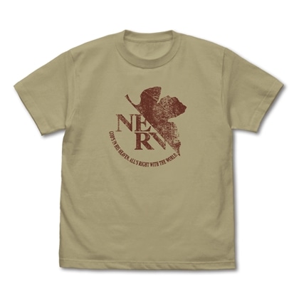 EVANGELION NERV ヴィンテージロゴ Tシャツ SAND KHAKI S