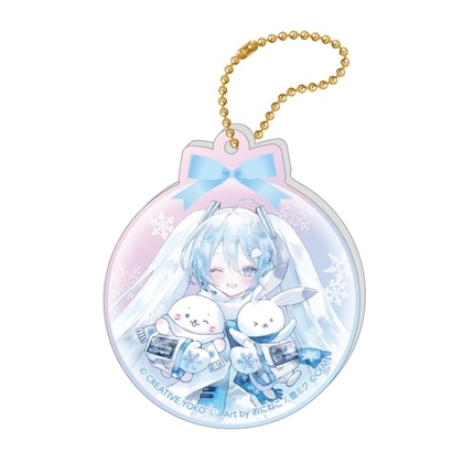 しろたん×雪ミク オーロラアクリルキーホルダー 等身ver.: グッズ