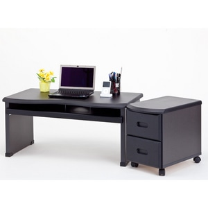 ファミ通カード専用)スライドキーボード引き出しローデスク+キャスター付きチェストセットブラックモデル