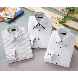 3枚ゴッパー!!襟高ドレスシャツセットホワイト系セット/Mサイズ