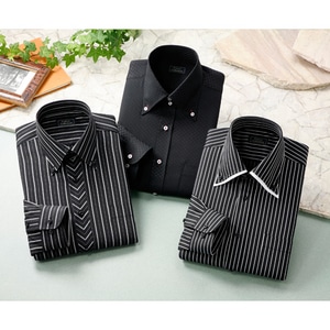 3枚ゴッパー!!襟高ドレスシャツセットブラック系セット/Mサイズ