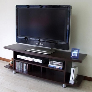 曲線フォルム スタイリッシュテレビ台ダークブラウン