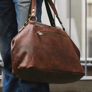 シワ加工フェイクレザー3WAYバッグ Nash(ナッシュ)ブラウン