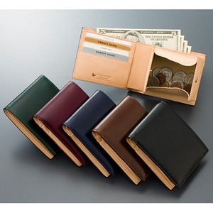 FLYING HORSE コードバン二つ折り財布ブラック/名入れあり