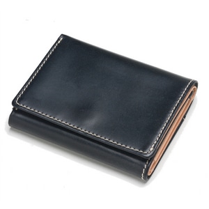 BRITISH GREEN ブライドルレザー 三つ折り胸ポケット財布ブラック