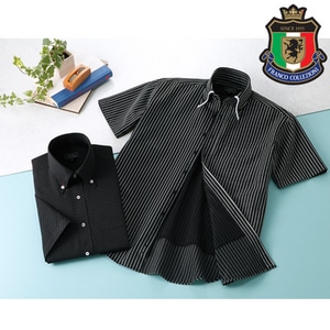 裏メッシュ半袖ドレスシャツ2枚セットブラック系セット/Sサイズ