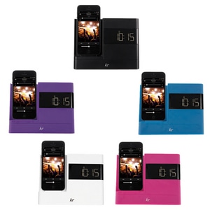 Lightningコネクター対応 多機能クロックラジオスピーカーブラック