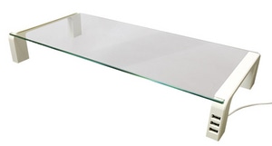 強化ガラスデスクボード USB2.0×3口ハブ付き