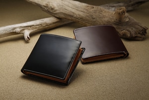 FRANCO COLLEZIONI牛革二つ折り財布ブラック