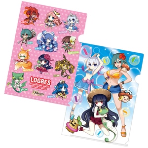 『剣と魔法のログレス いにしえの女神』クリアファイル2枚セット1（ちびキャラ/ルルハ＆ニーア＆ヒナ　水着ver.）