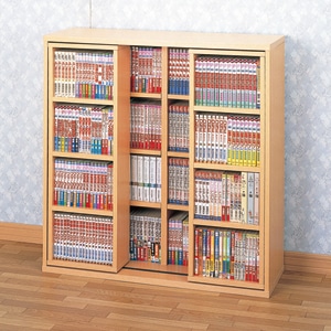 スライド式コミック収納棚ナチュラル