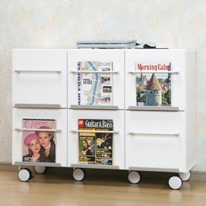 キャスター付き鏡面フリーラック(3列タイプ)ホワイト