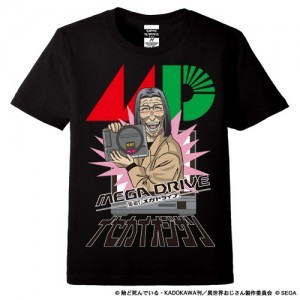 【再販】異世界おじさん x メガドライブ Tシャツ (黒)カラー：ブラック 　 Lサイズ　※4月中旬出荷