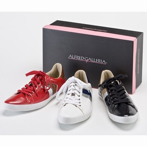 (ファミ通カード専用) ALFRED GALLERIA エナメルカジュアルシューズ AG701ホワイト 28cm（フレンチサイズ：46）