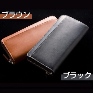 ブライドルレザー ウォレットラウンドジップ ブラック
