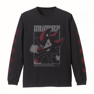 『ソニック・ザ・ヘッジホッグ』シャドウ・ザ・ヘッジホッグ 袖リブロングスリーブTシャツ/BLACK-L