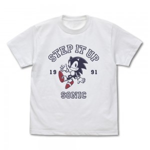 『ソニック・ザ・ヘッジホッグ』クラシックソニック 「STEP IT UP」 Tシャツ/WHITE-L