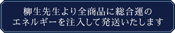 柳生先生より全商品に総合運のエネルギーを注入して発送いたします。